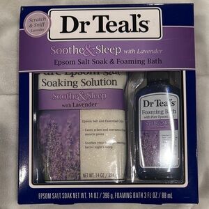 Lavender Soothe & Sleep Epsom Salt Soak & Foaming Bath New Beautiful Gift Set